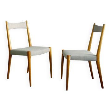 Pair of Austrian beech dining chairs by Anna Lülja Praun, mid-20th century.