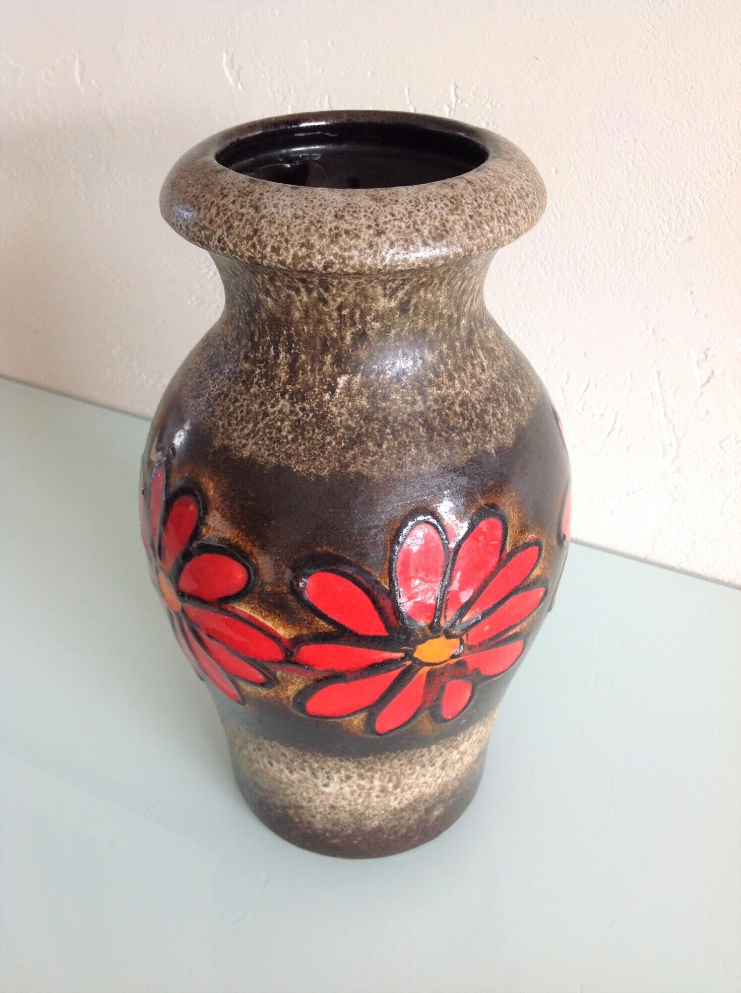 Fat Lava style red flower vase by Scheurich Keramik vintage 60s-70s