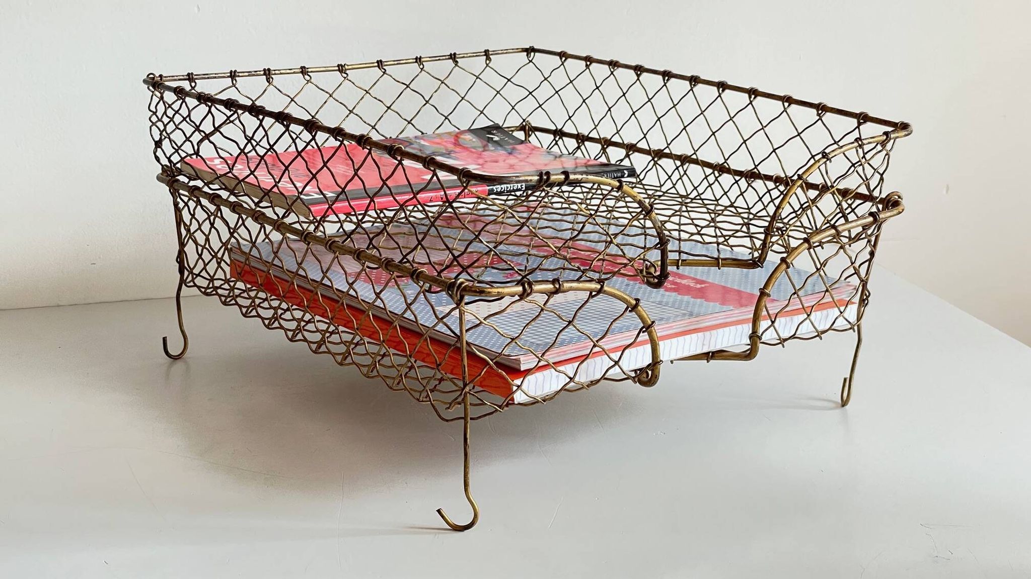 Bannettes empilables fil de laiton vintage