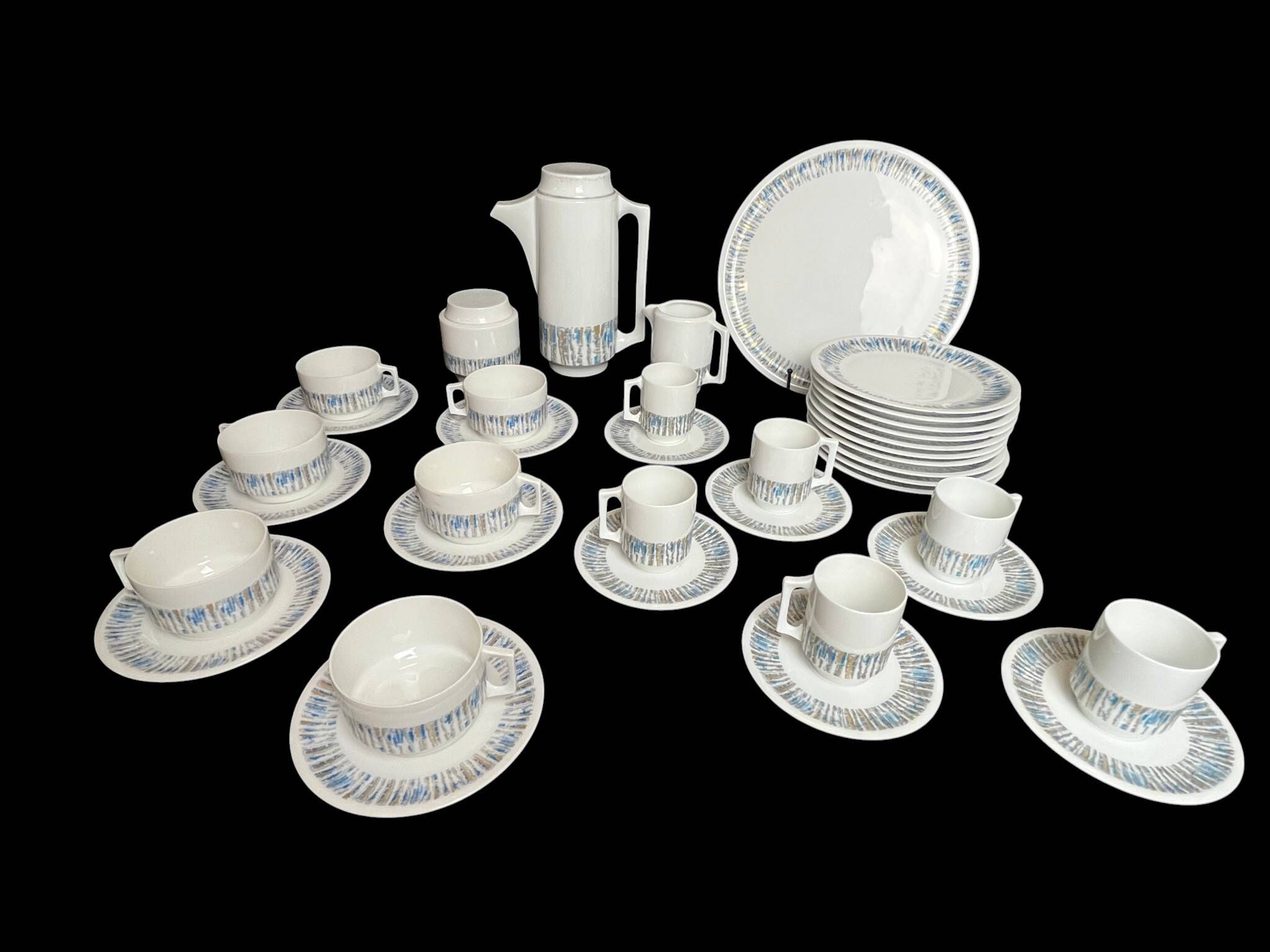 Coffee service tea dessert porcelain Limoges Jammet-Seignolle 20th century