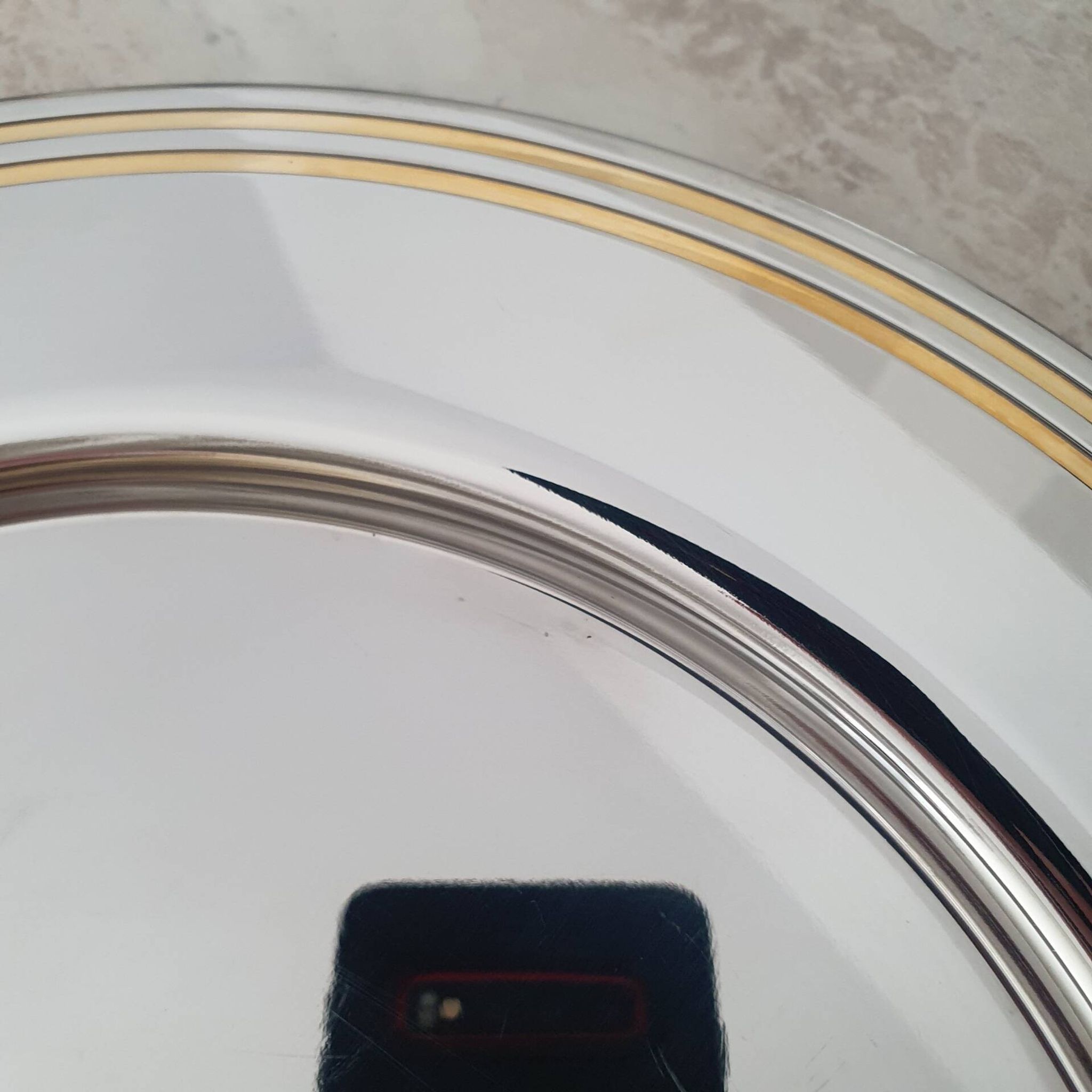 Alessi Ettore Sottsass / Serving plate stainless steel 18/10 and gold NG5100