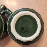 Tasses et sous tasses à café vertes et or