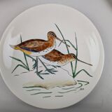 Service modèle oiseaux en faïence polychrome Gien peinte à la main