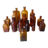 Amber glass apothecary bottles. Set of 15