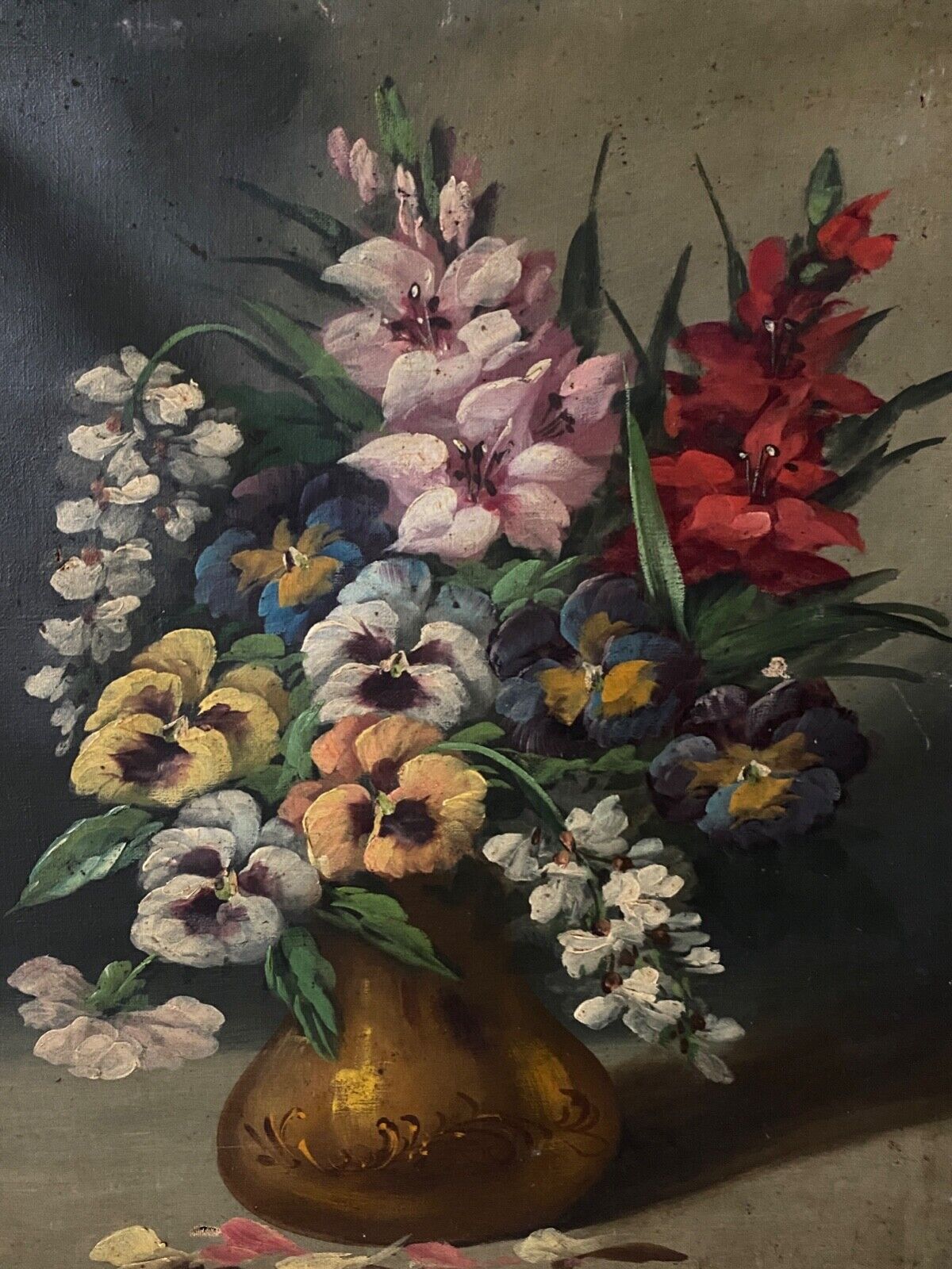 Oil on canvas by Lewarny Bouquet of flowers Mid-twentieth