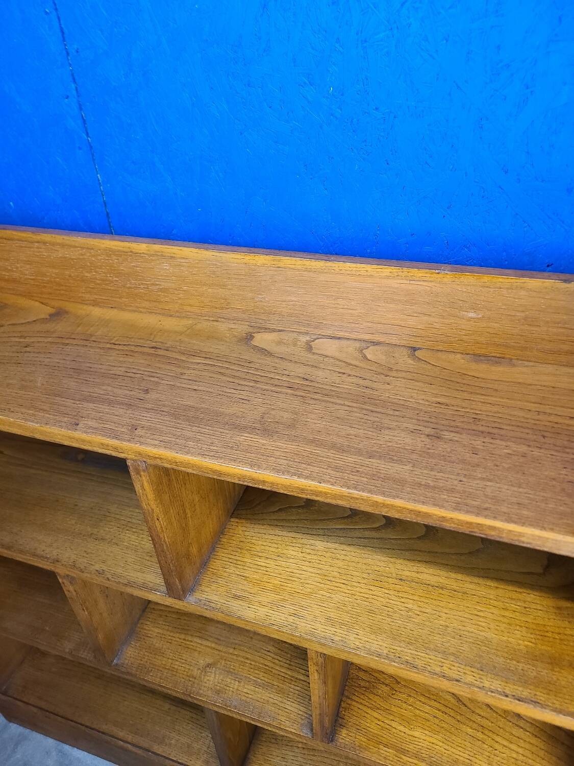 Large shelf, vintage solid oak bookcase from the 60s