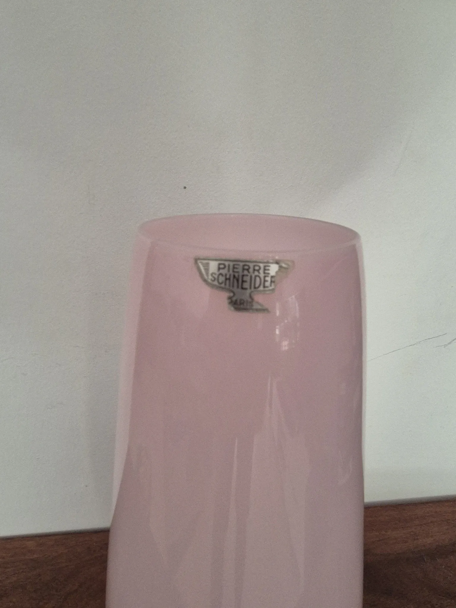 Large Vintage Opaline Rose Vase Pierre Schneider Paris – 35cm. Excellent condition.
