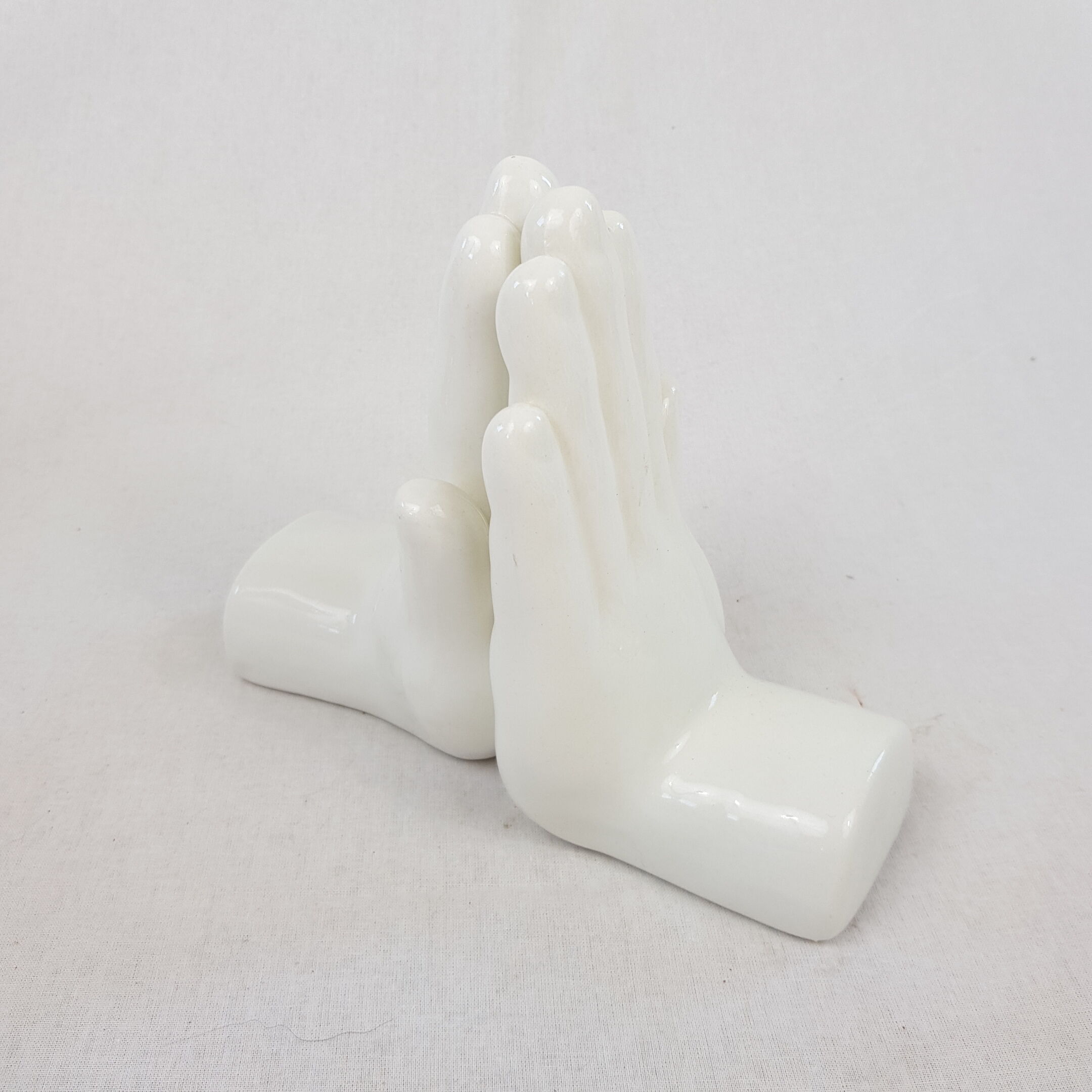 White ceramic book greenhouse representing hands 1980