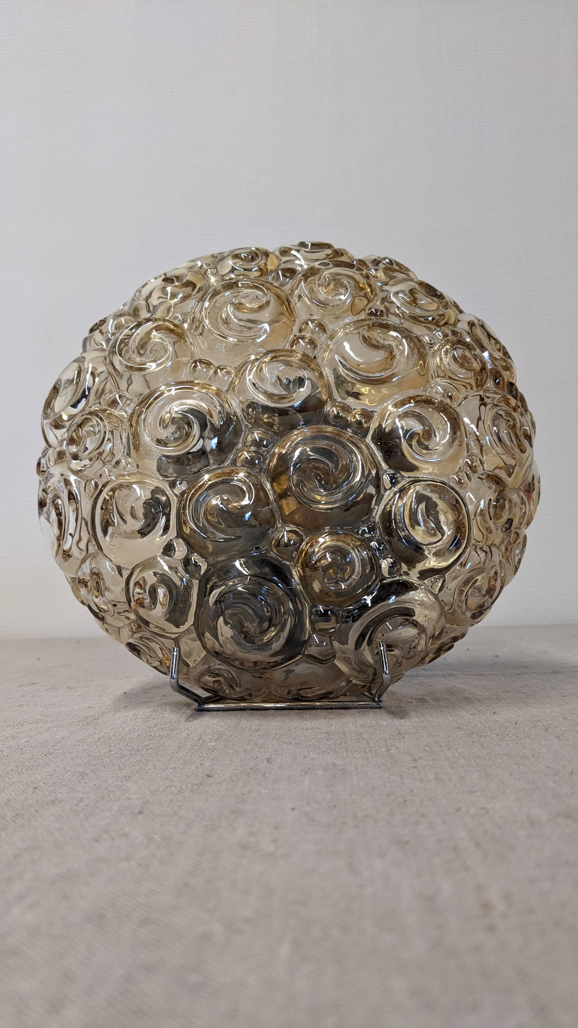 Amber glass bubble style ceiling light, France circa 1970.
