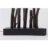 80s wooden lamp with polypropylene shade