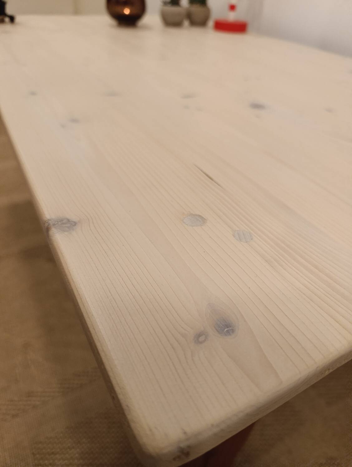 Farmhouse style coffee table, pitch pine base