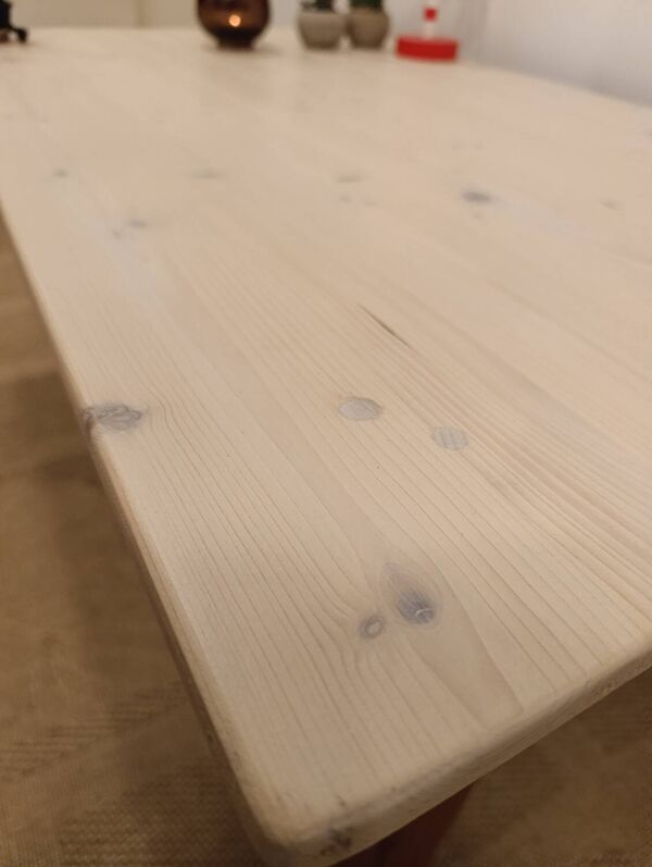 Table basse style ferme, piètement en Pitchpin