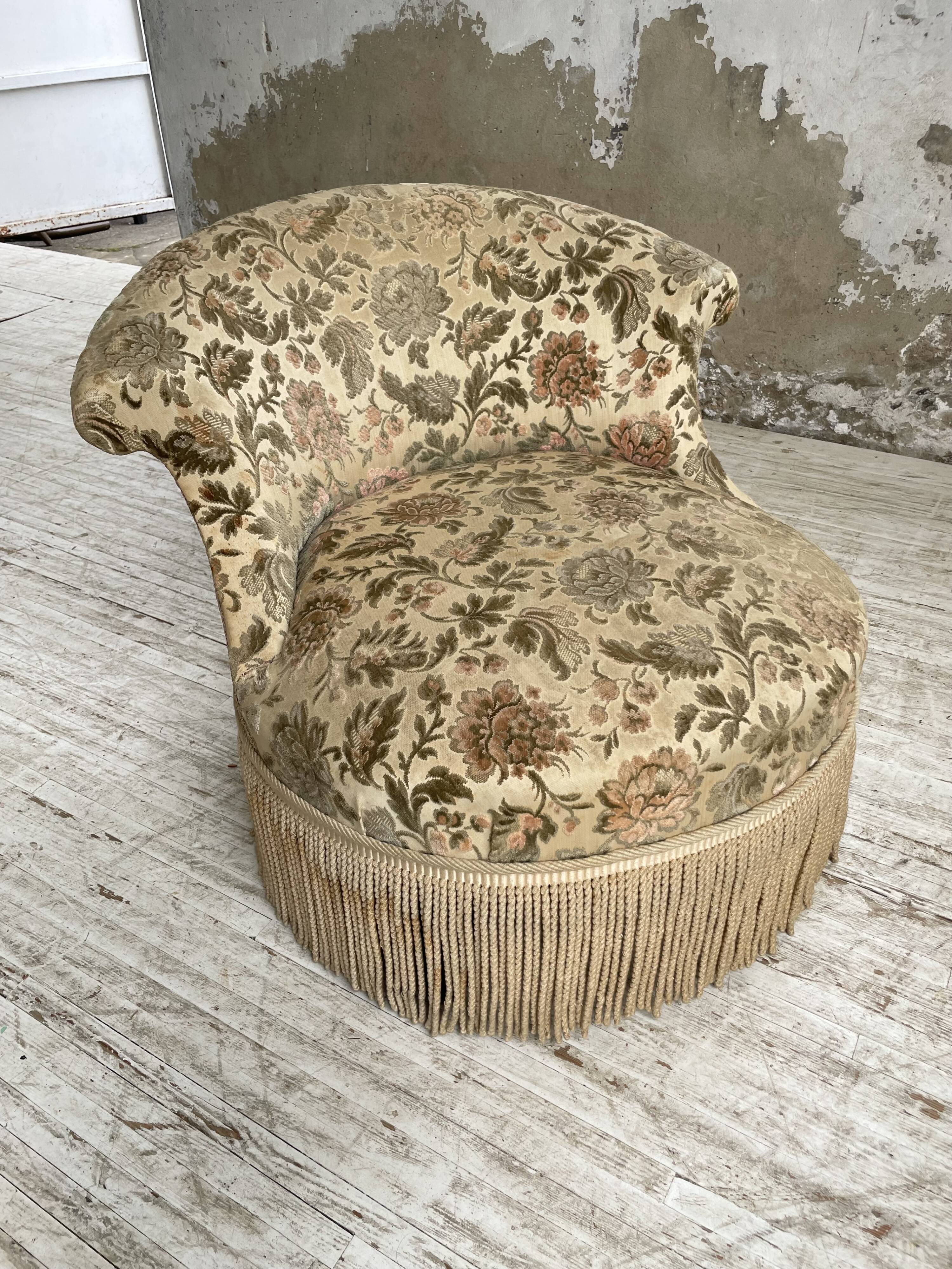 Fauteuil napoléon fleuri XIXème