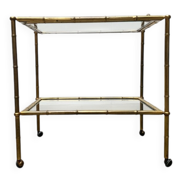 Desserte plateau imitation bambou en laiton style Hollywood Regency du milieu du siècle, 1960s