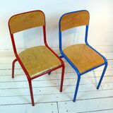 Series of 6 chairs in colored metal
