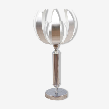 Lampe vintage chromé avec lames en acier brossé lampe fleur, lampe design
