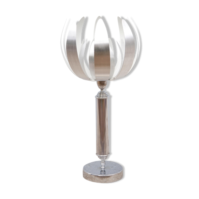 Lampe vintage chromé avec lames en acier brossé lampe fleur, lampe design
