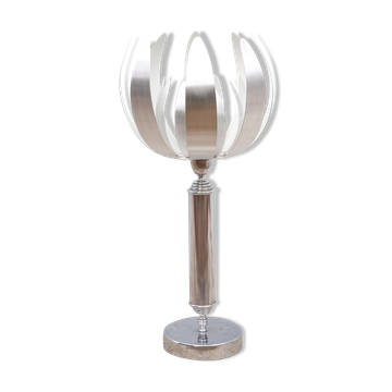 Lampe vintage chromé avec lames en acier brossé lampe fleur, lampe design