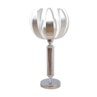 Vintage lamp, table lamp, chrome lamp with brushed steel blades, flower lamp, design lamp