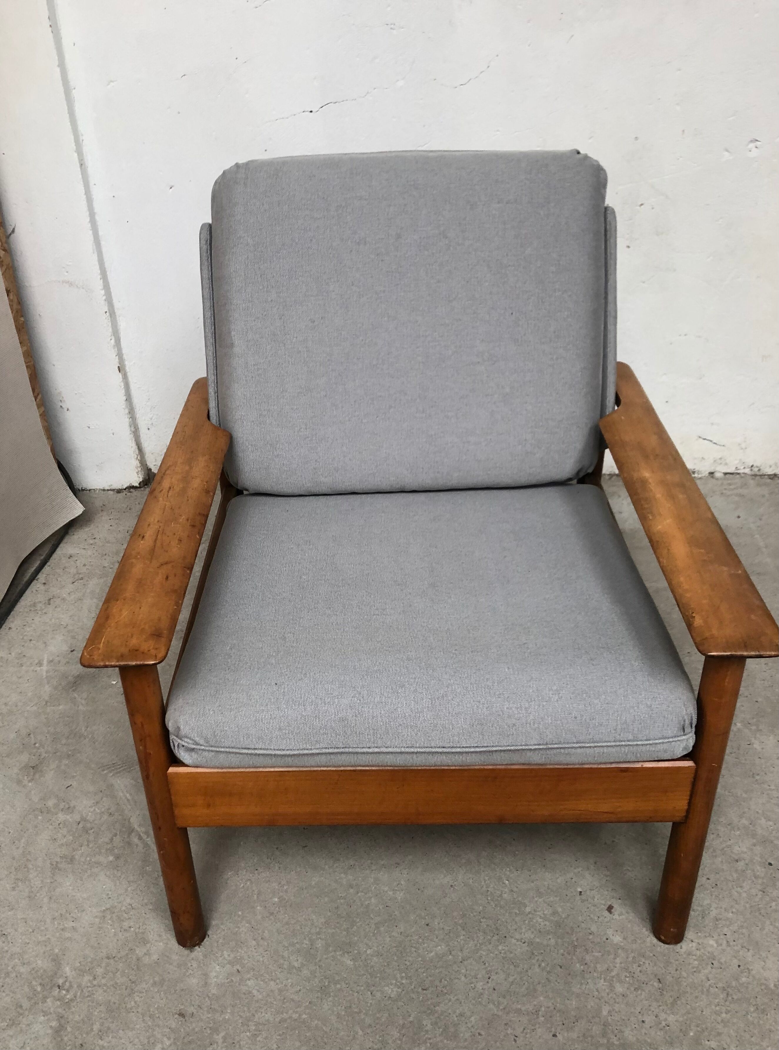 Scandinavian armchair in gray fabric from the 60s