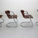 Set of 4 leather dining chairs for Cidue, 1970s, Italy