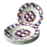 6 deep plates in Saint Amand earthenware Art Deco style