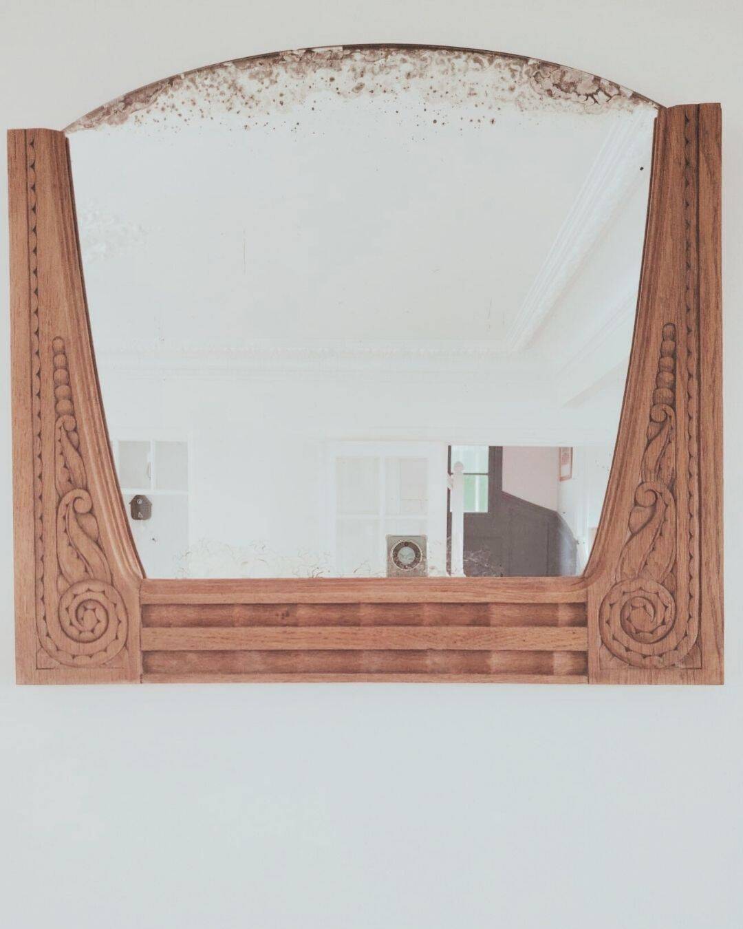 Renovated antique Art Deco mirror – Carved wood & authentic charm