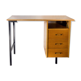 Desk 60's vintage modernist style, wood and steel