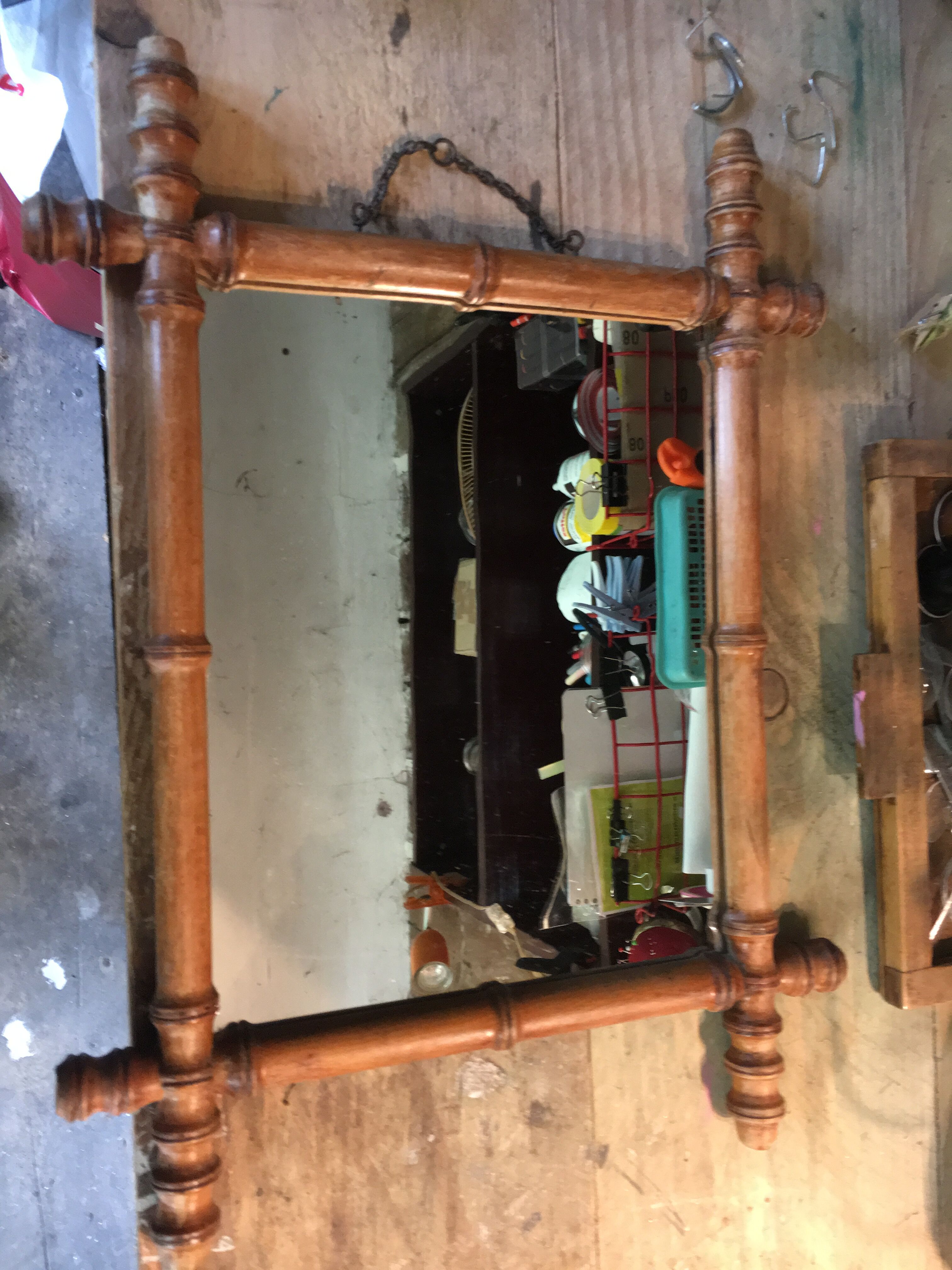 Lot of 4 antique mirrors with bamboo encadrment