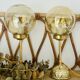 2 round globe amber glass bedside table lamps
