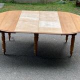 Table à manger ronde extensible Louis Philippe rénovée 215cm