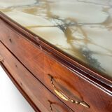 Commode en placage de palissandre avec plateau en onyx vert