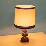1960s bohemian table lamp, space age wooden bedside lamp