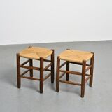 Pair of Bauche stools by Charlotte Perriand, Maison Sentou, circa 1950