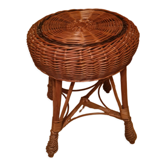 Handcrafted vintage rattan stool