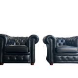 Set of 2 sturdy Chesterfield single/club seats