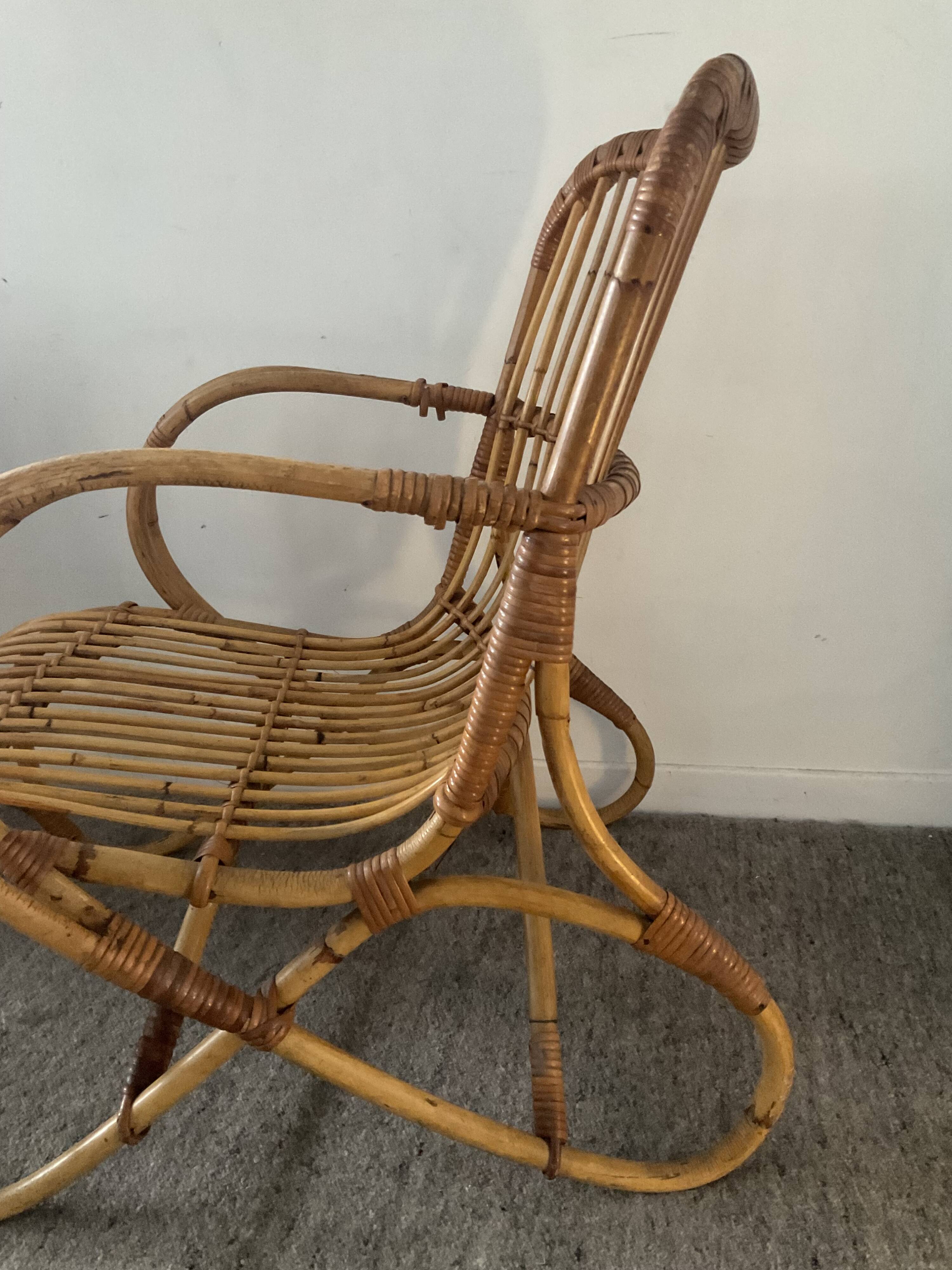 1970s rattan children's armchair