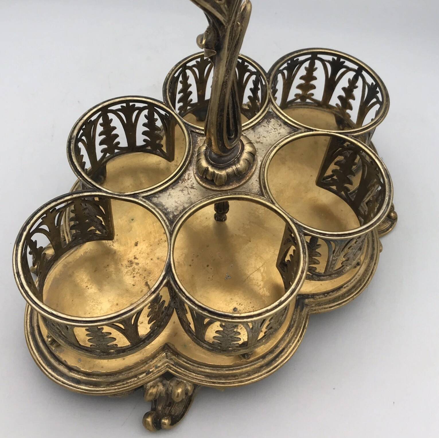 Serviteur plateau pour verre en métal doré, orfèvrerie christofle xixème