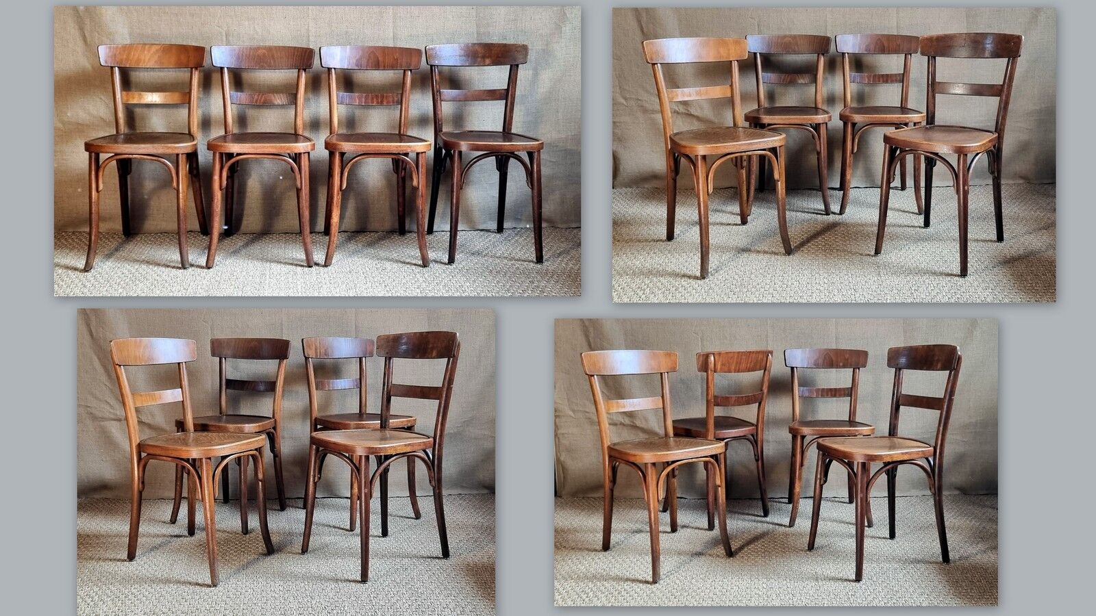 Lot de 4 chaises bistrot Thonet années 40