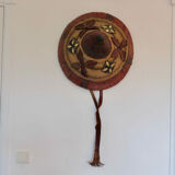 African hat "Fulani" in leather and braided rope 1900s