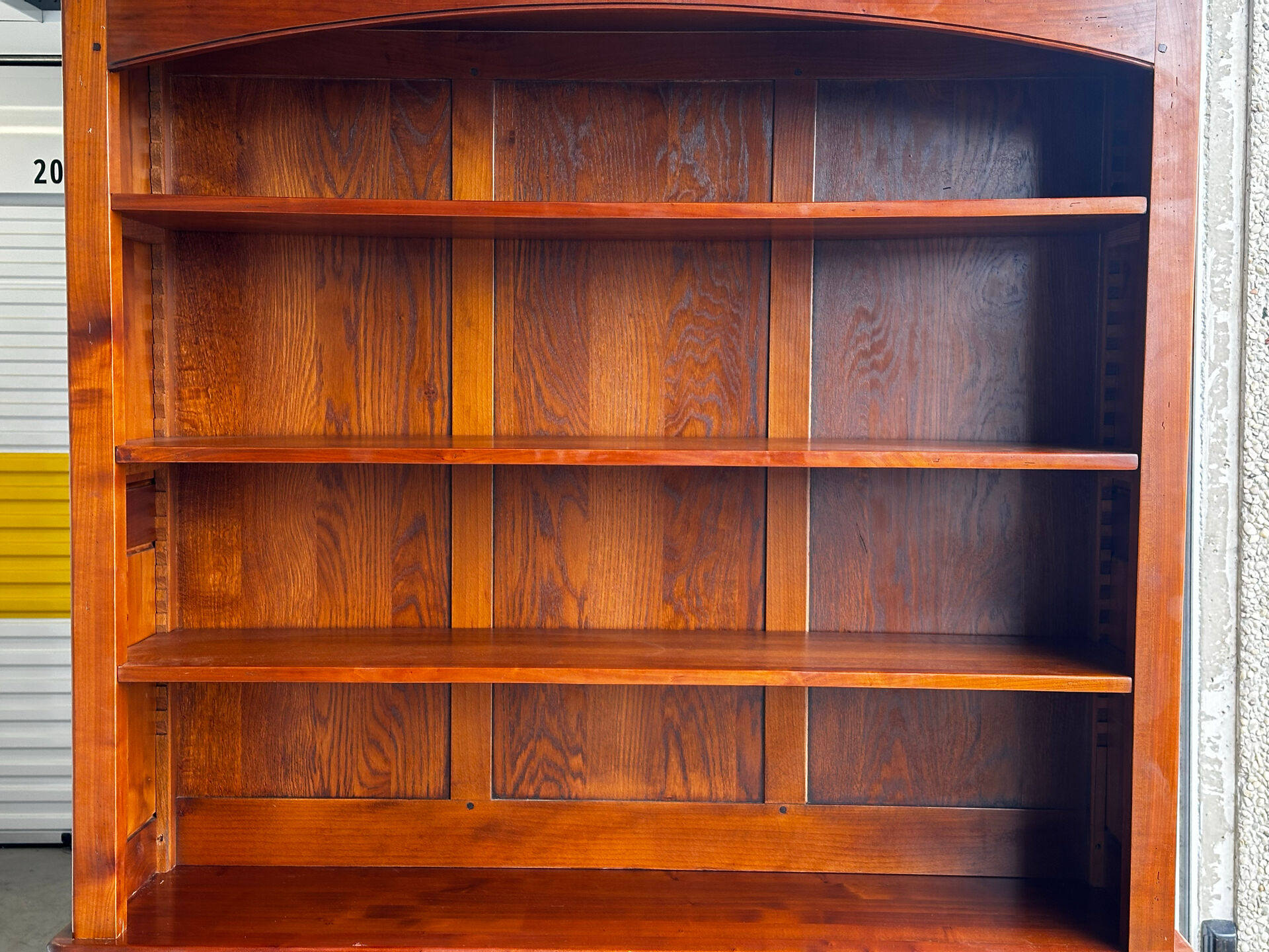 Solid cherry wood library with sliding writing desk - 20th century