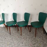 Lot de 4 chaises vintage scandinave verte et bois