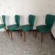 Set of 4 vintage Scandinavian chairs in green and wood.
