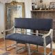 Louis XIII style bench in wood and linen