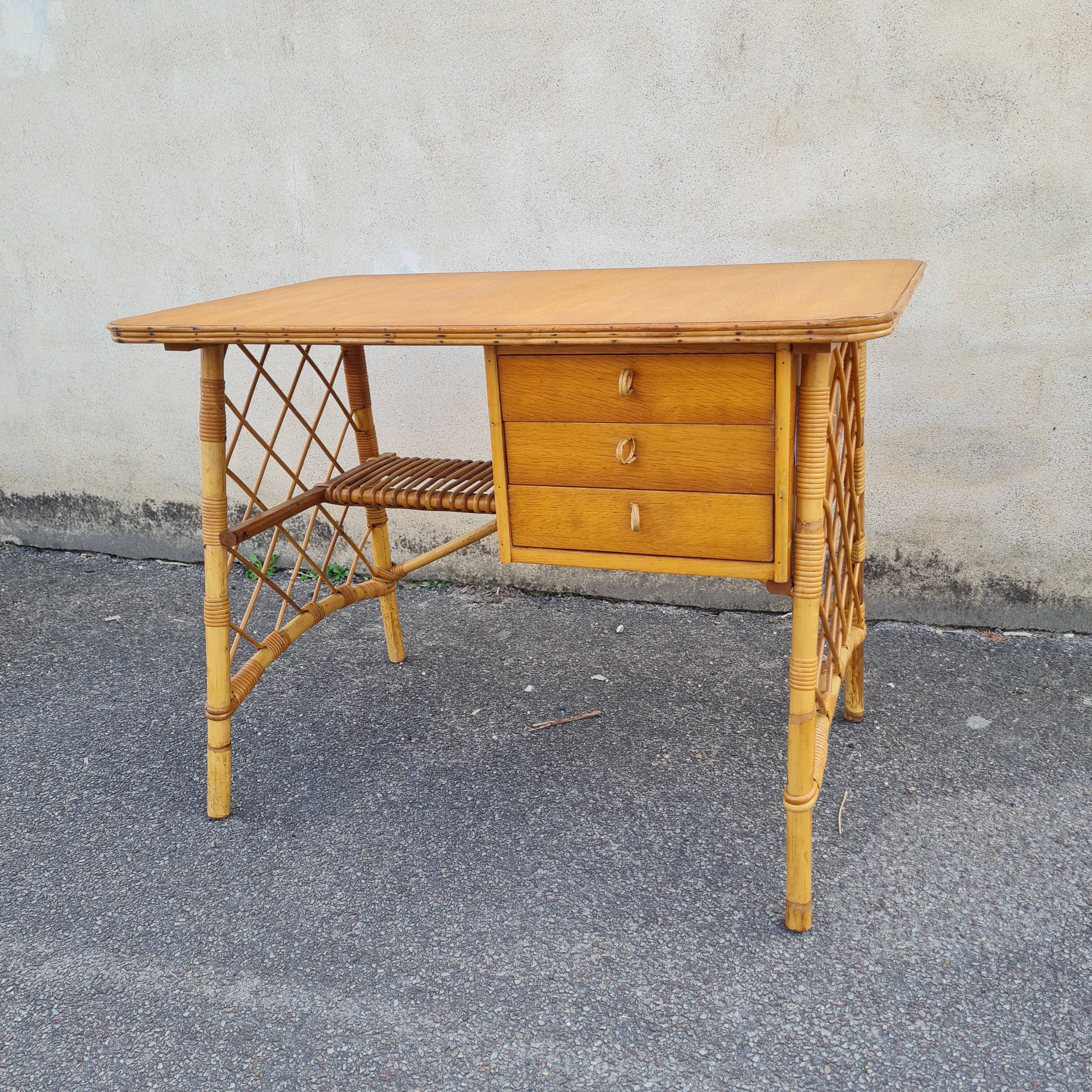 Louis Sognot rattan office 1960