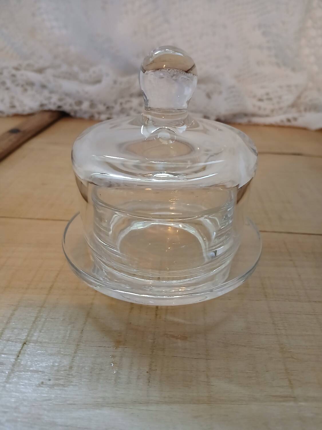 Individual glass butter dish