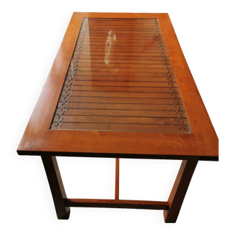 Thai table in solid wood and glazed