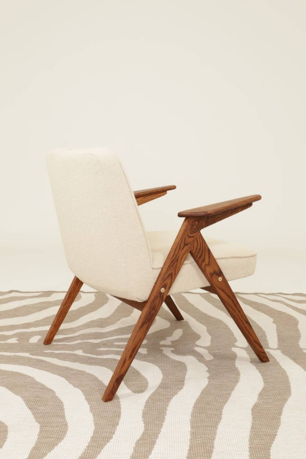 Fauteuils MID century chaise longue vintage en écru lot de 2 fauteuils