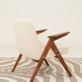 Fauteuils MID century chaise longue vintage en écru lot de 2 fauteuils