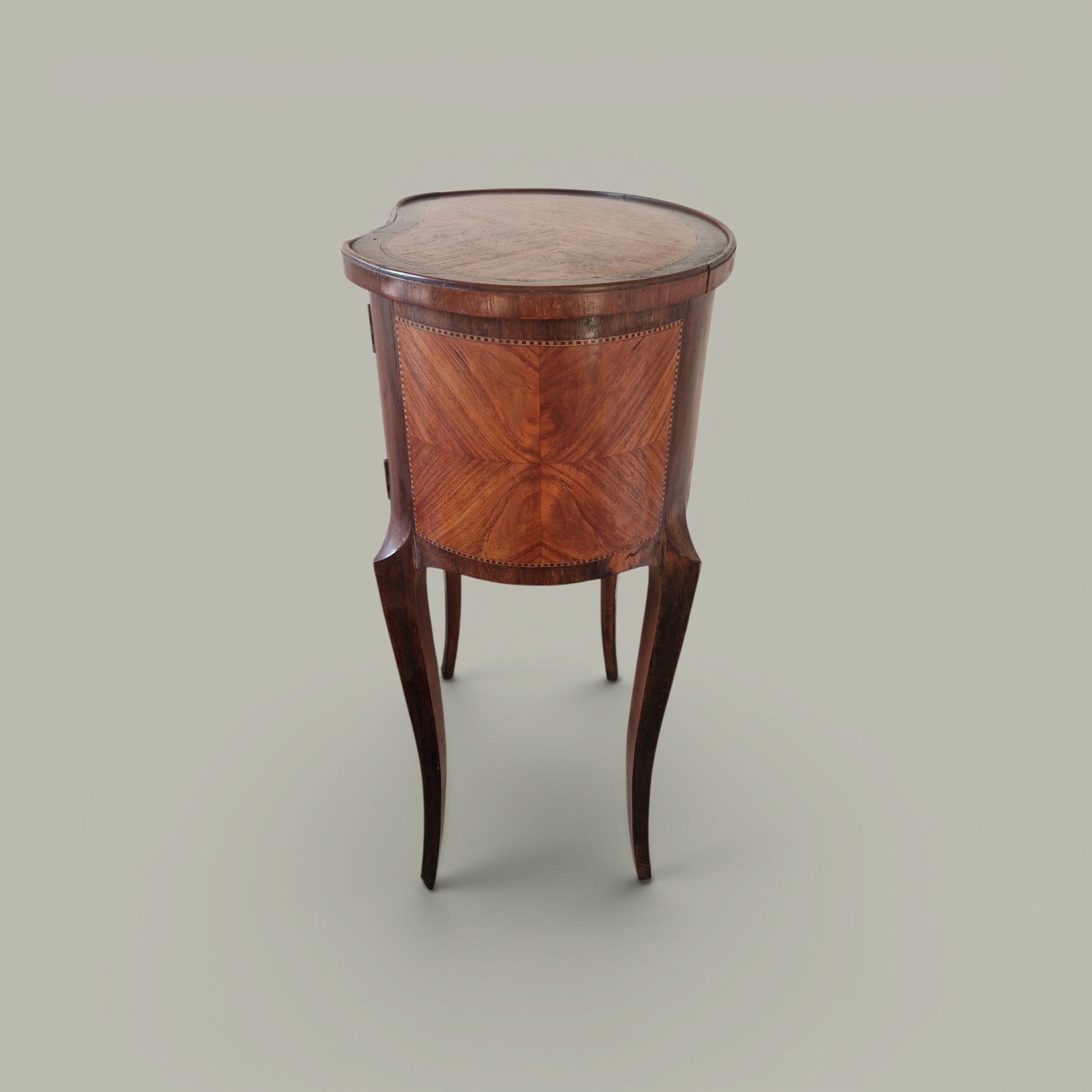 Curved side table in Louis XV style with marquetry - late 19th century